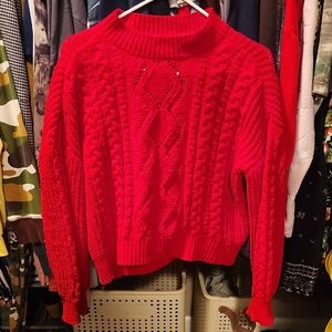 Source Unknown Vibrant Red Cowl Neck Sweater